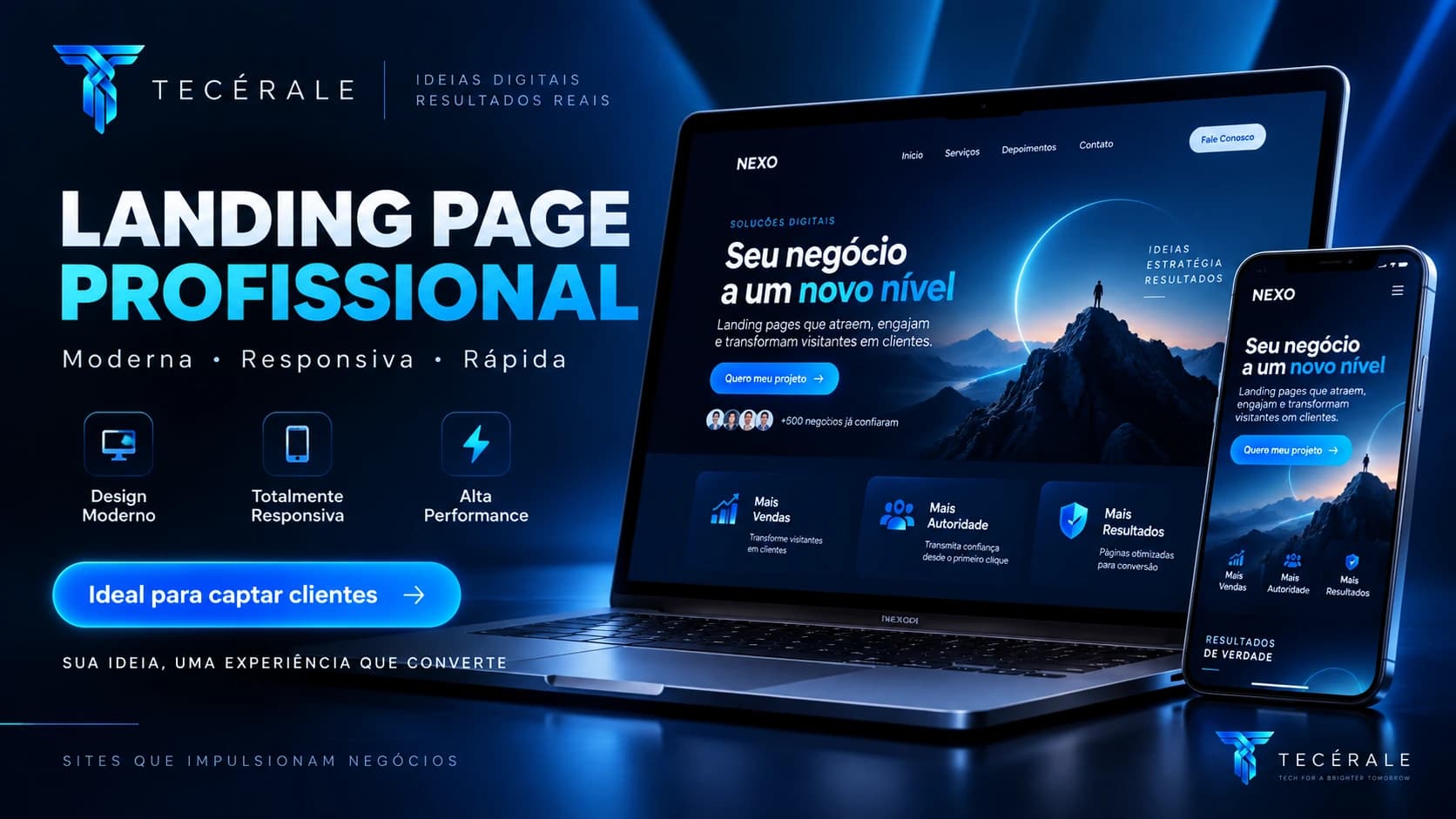 Landing page profissional, moderna, responsiva e rápida