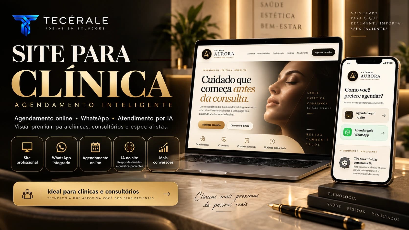Site para clínica com agendamento online, WhatsApp e inteligência artificial