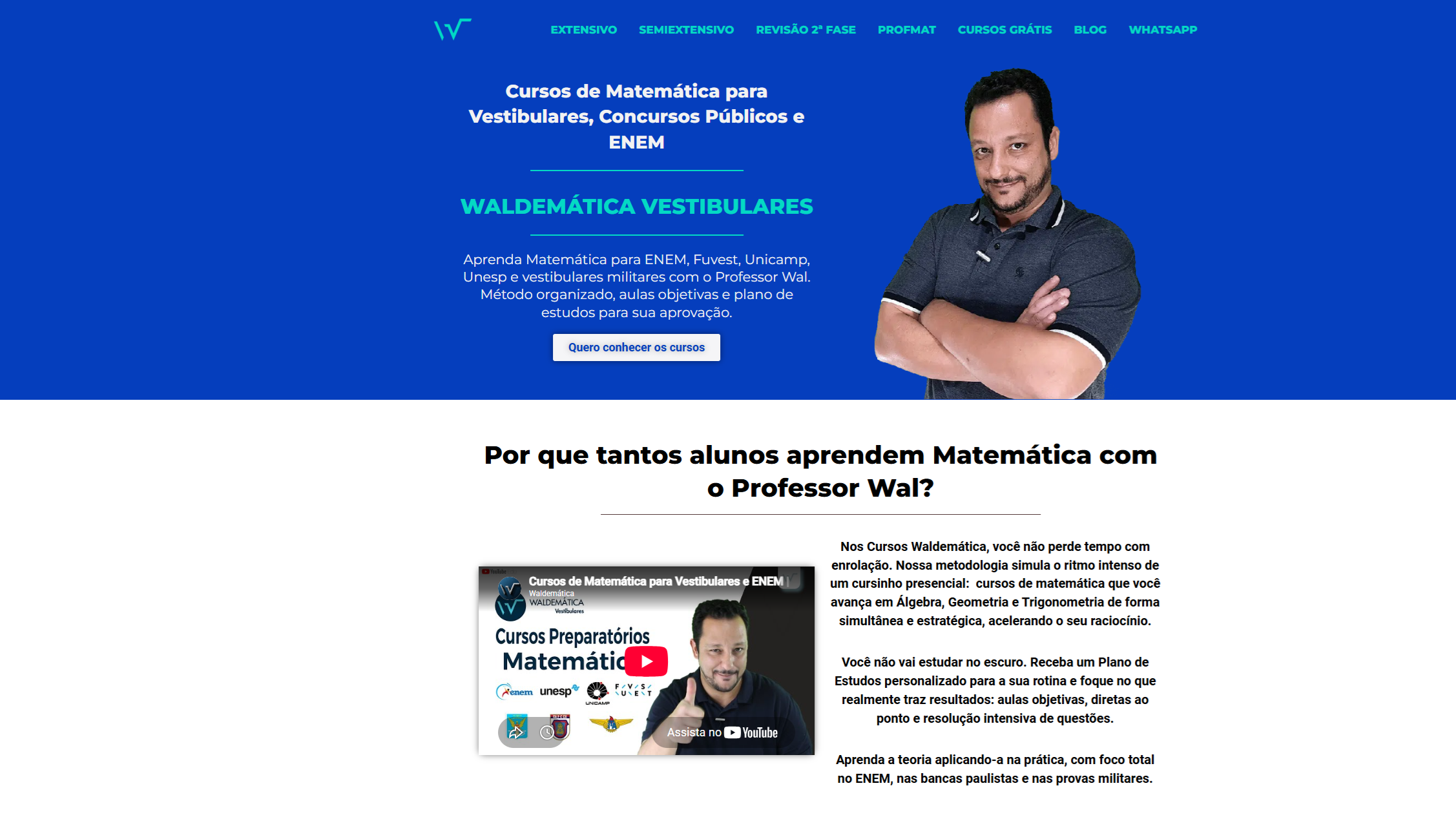 Página inicial do site Waldemática